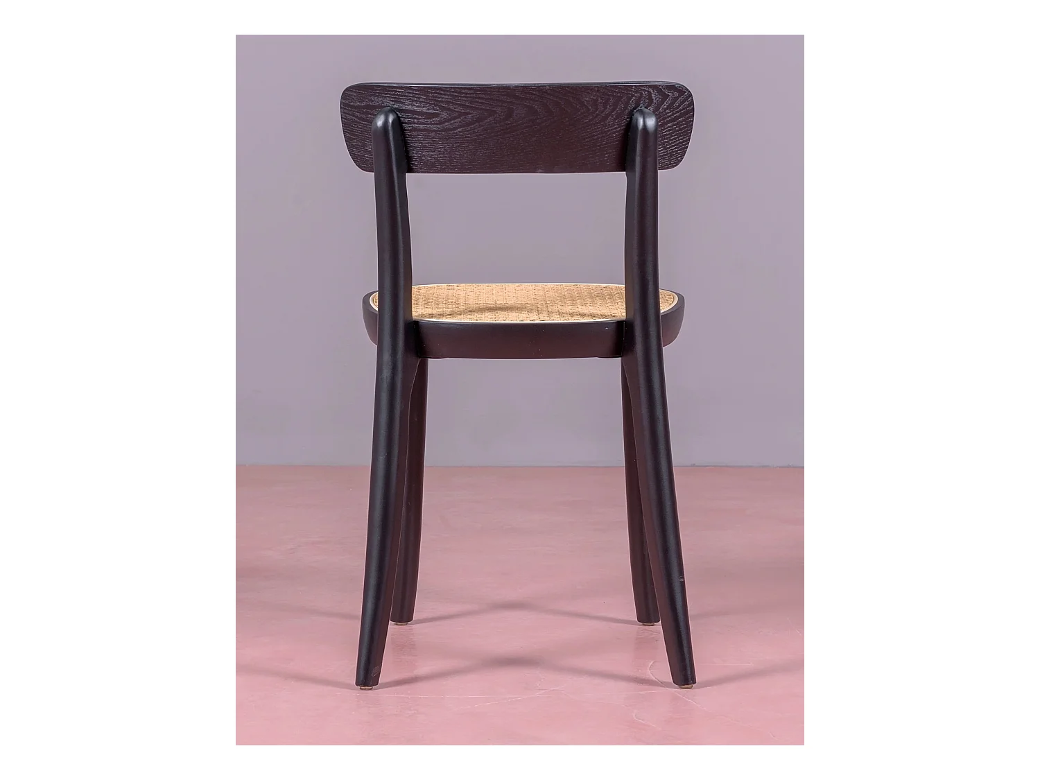 Pack de 2 chaises en bois avec assise en rotin naturel - Tours - Noir