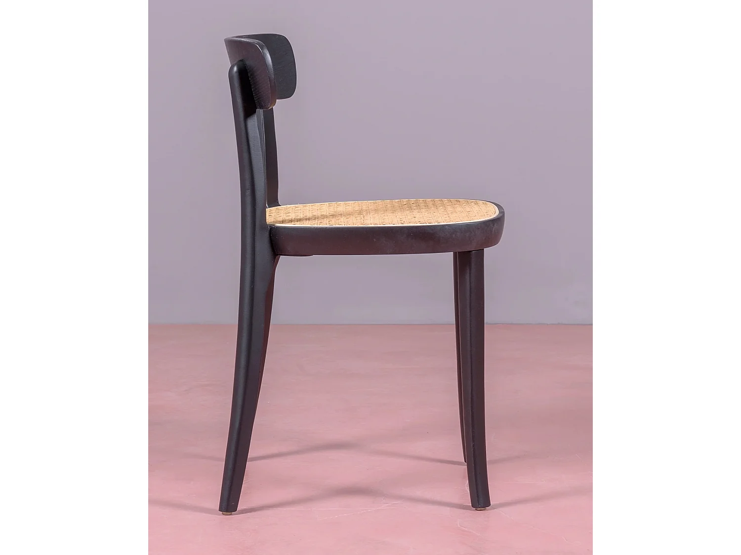 Set van 2 houten stoelen met zitting van natuurlijk rotan - Tours - Zwart