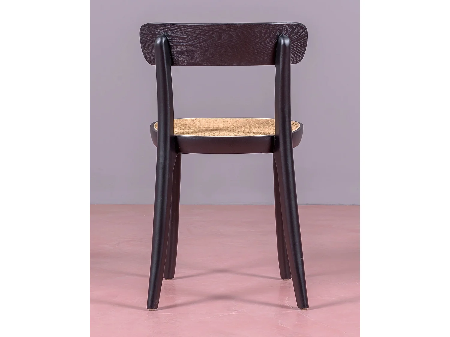 Set van 2 houten stoelen met zitting van natuurlijk rotan - Tours - Zwart