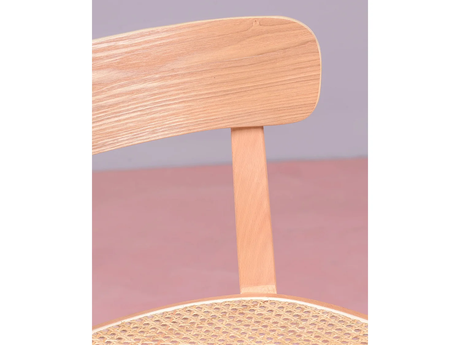 Pack de 2 chaises en bois avec assise en rotin naturel - Tours - Frêne naturel