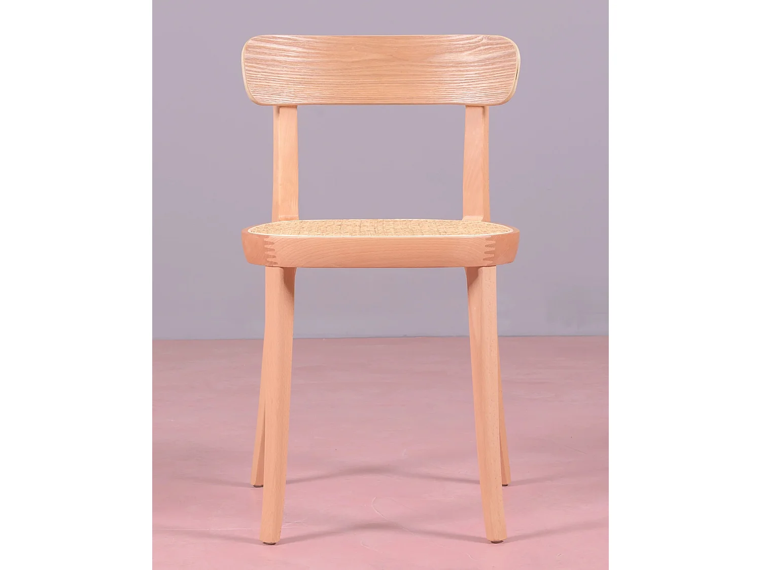 Pack de 2 chaises en bois avec assise en rotin naturel - Tours - Frêne naturel