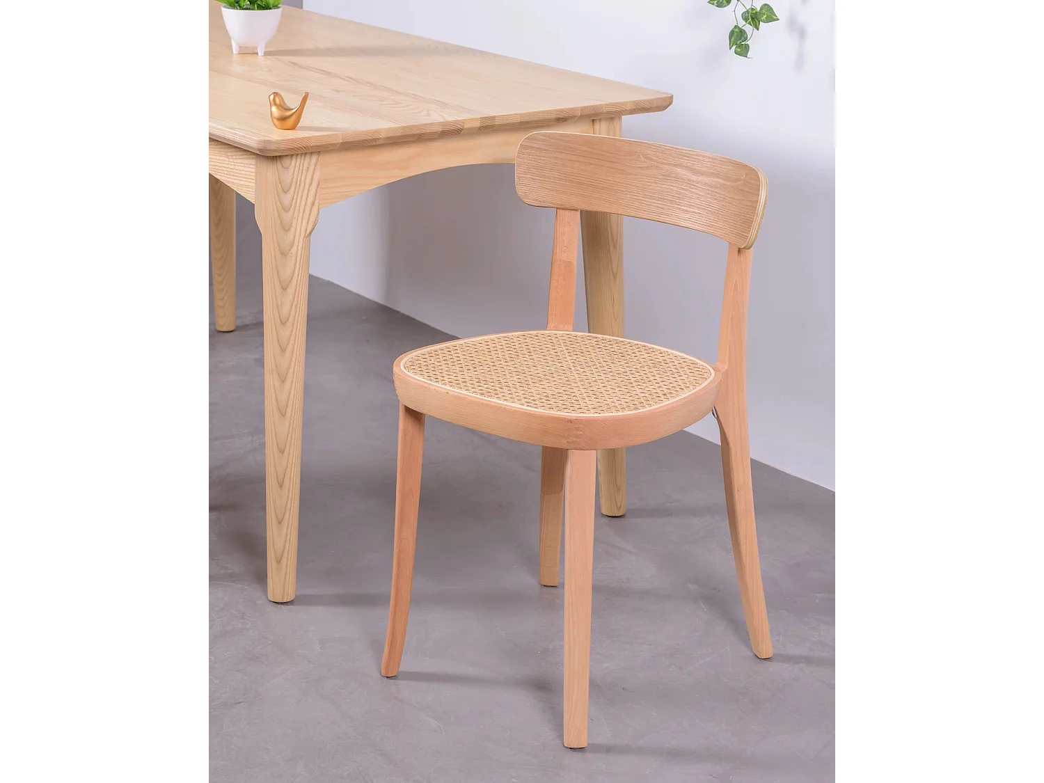 Pack de 2 chaises en bois avec assise en rotin naturel - Tours - Frêne naturel