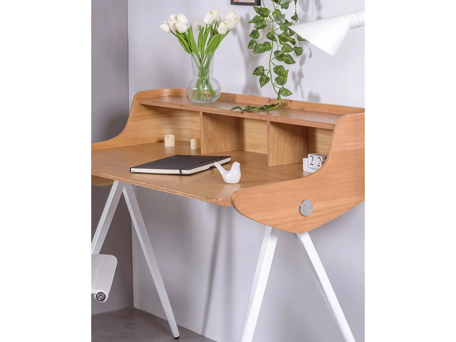 Mesa nórdica de escritorio en madera maciza de roble - Oakland - Roble Americano