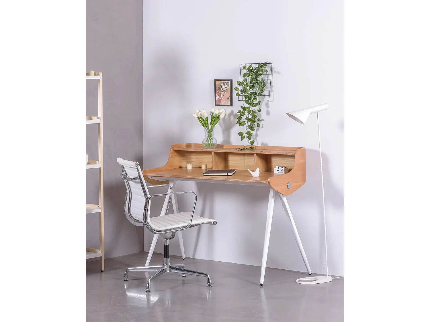 Mesa nórdica de escritorio en madera maciza de roble - Oakland - Roble Americano