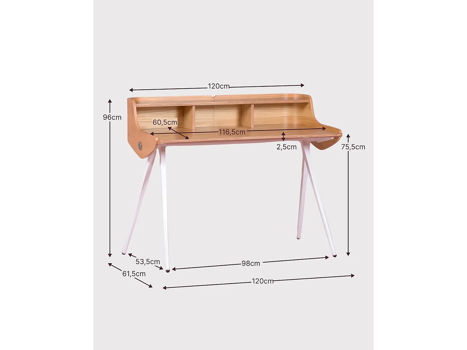Mesa nórdica de escritorio en madera maciza de roble - Oakland - Roble Americano