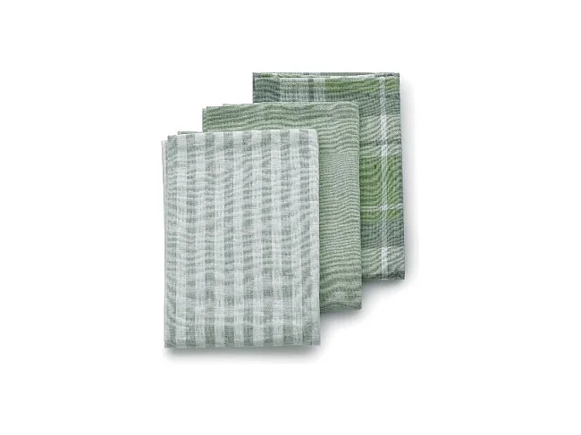 Lot de 3 torchons de cuisine Pasado vert olive