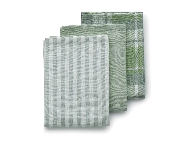 Lot de 3 torchons de cuisine Pasado vert olive