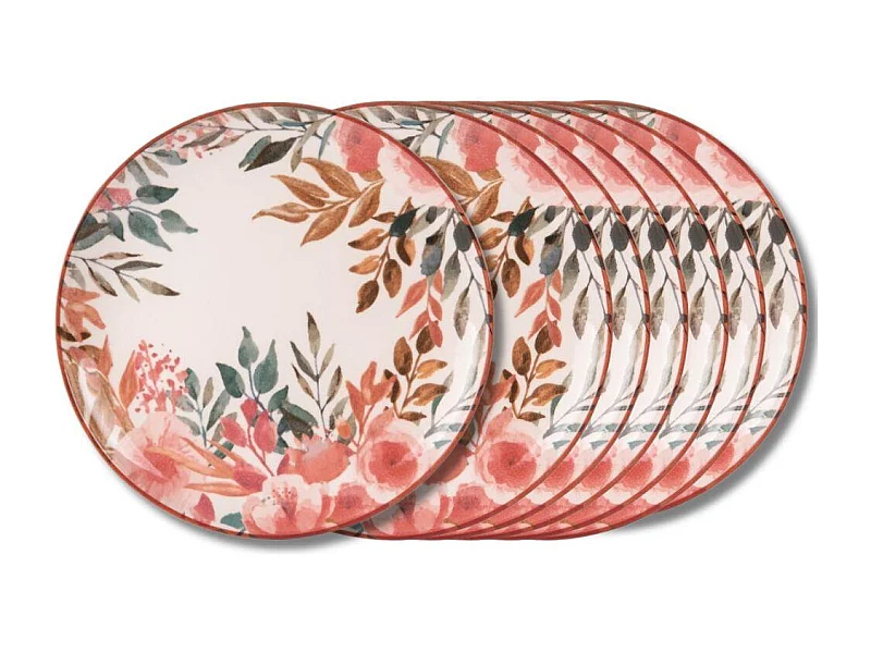 Assiette plate Pink Flor 27 cm (lot de 6)
