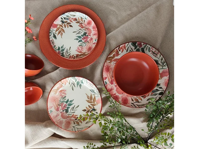 Assiette plate Pink Flor 27 cm (lot de 6)
