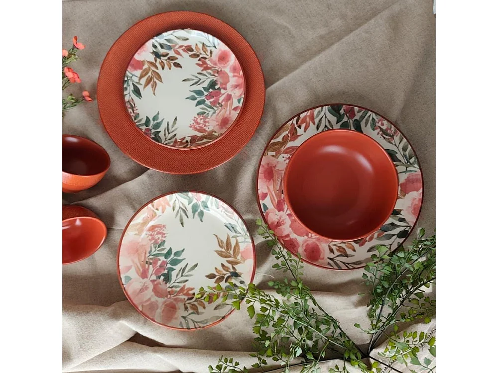 Assiette plate Pink Flor 27 cm (lot de 6)
