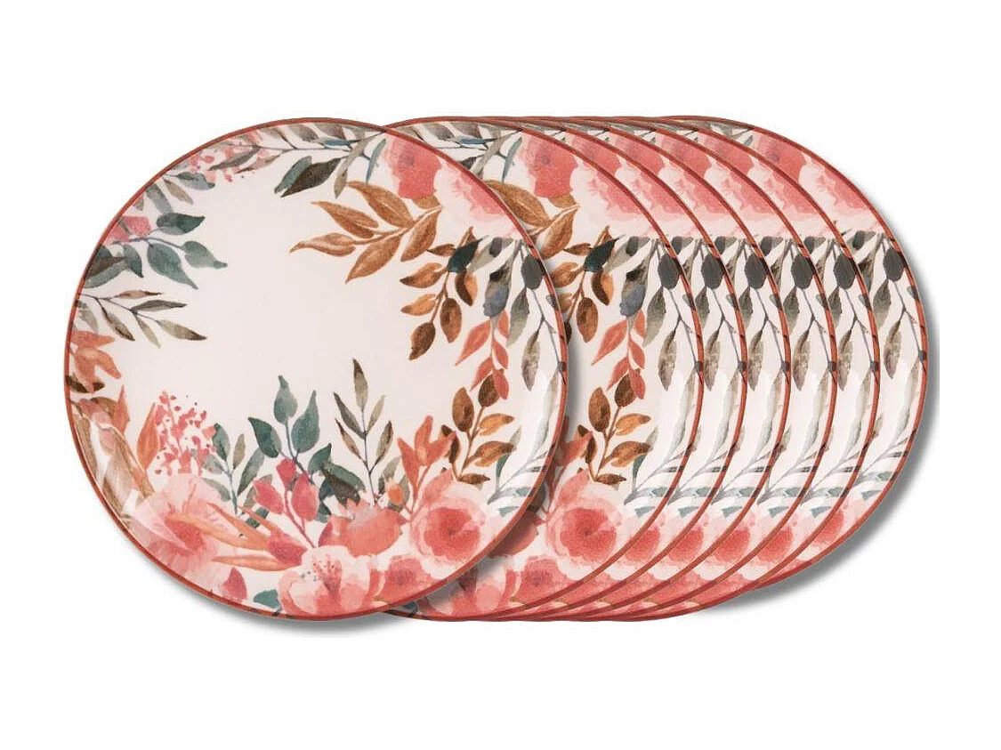 Assiette plate Pink Flor 27 cm (lot de 6)