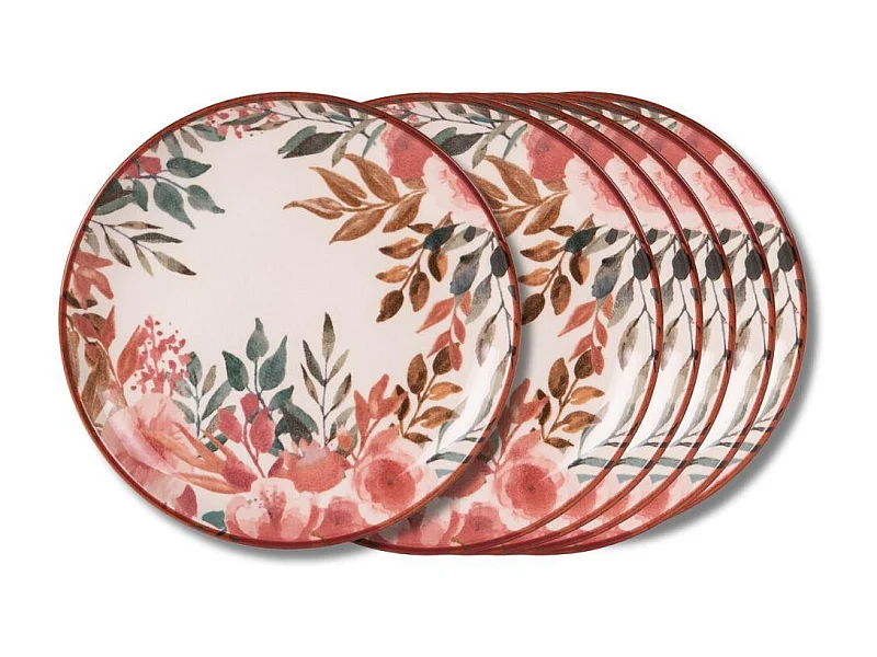 Assiette à dessert Pink Flor 21 cm (lot de 6)