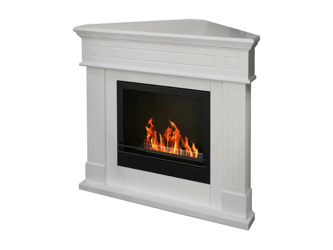 Lareira de canto a bioetanol piso de canto biolareira FORD Branco L110 x D63 x H102