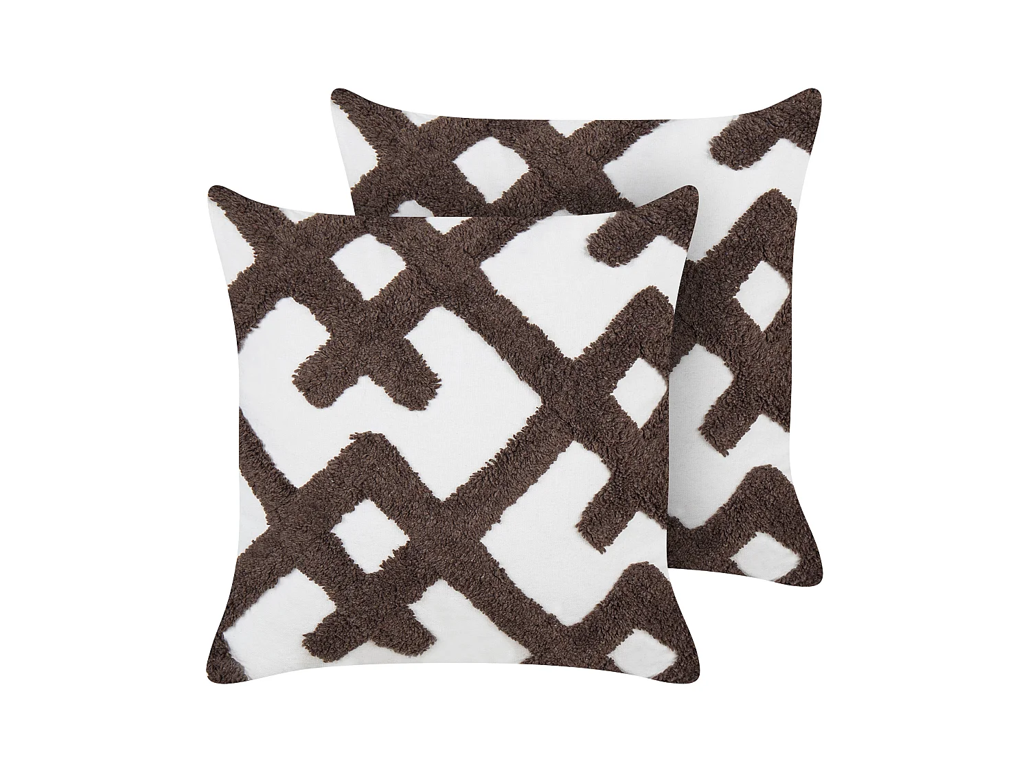 Lot de 2 coussins décoratifs CARNATION Coton 45 x 45 cm Blanc Motif géométrique