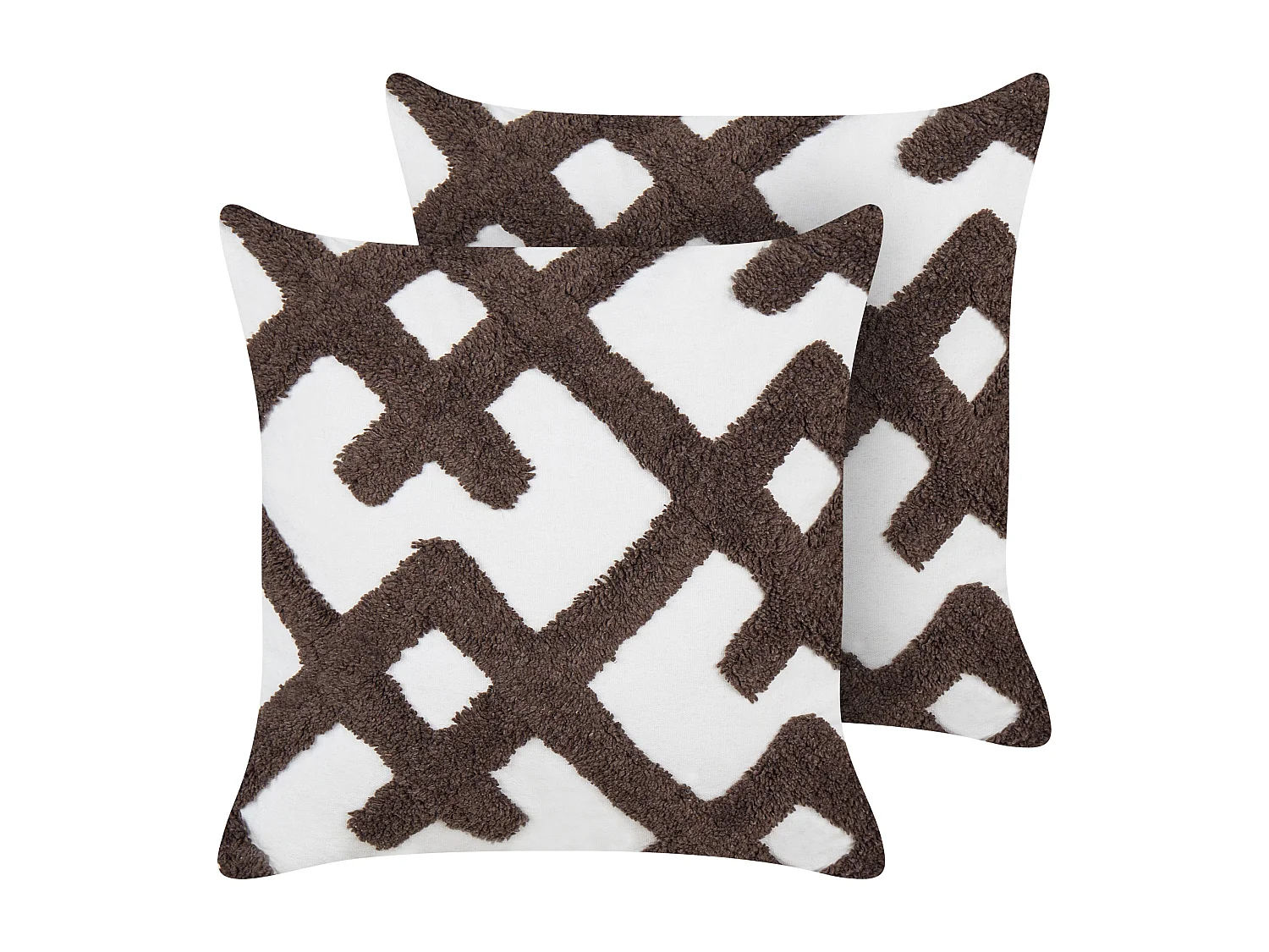 Set van 2 decoratieve kussens CARNATION Katoen 45 x 45 cm Wit Geometrisch patroon