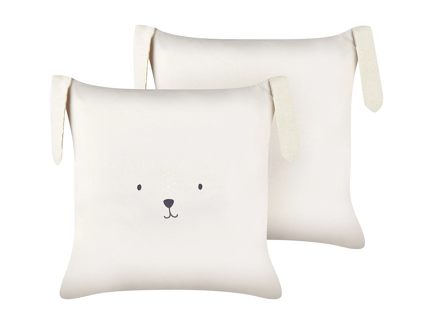 Dekokissen 2er Set 45x45 cm Baumwolle beige mit Tiermotiv Hase Kinder-Deko Bunny