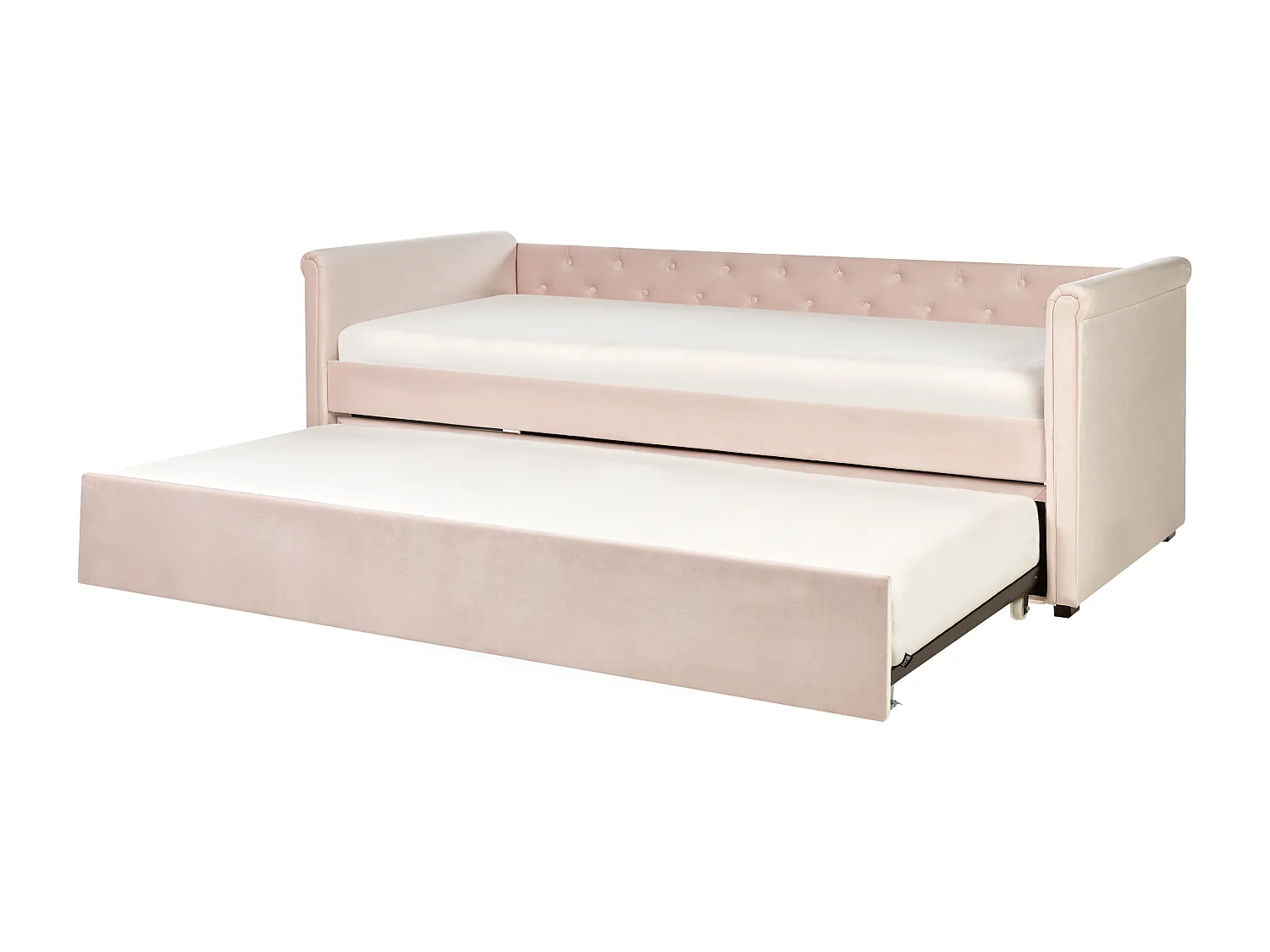 Lit gigogne Velours LIBOURNE 90 x 200 cm Rose pastel