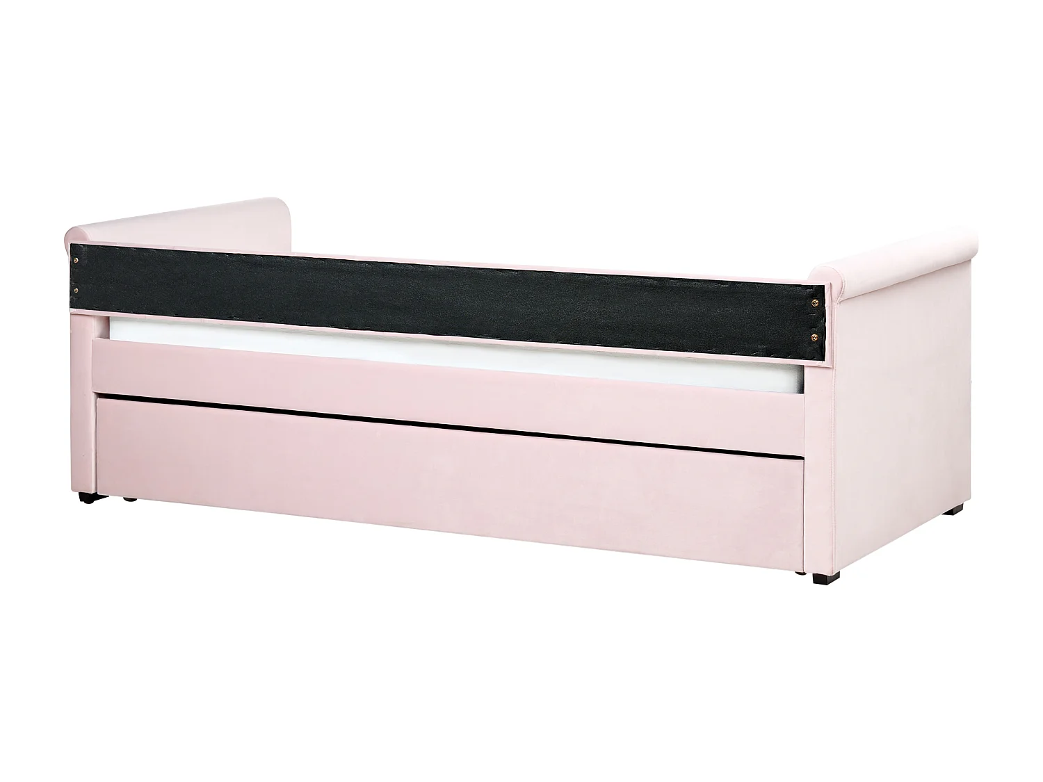 Lit gigogne Velours LIBOURNE 90 x 200 cm Rose pastel