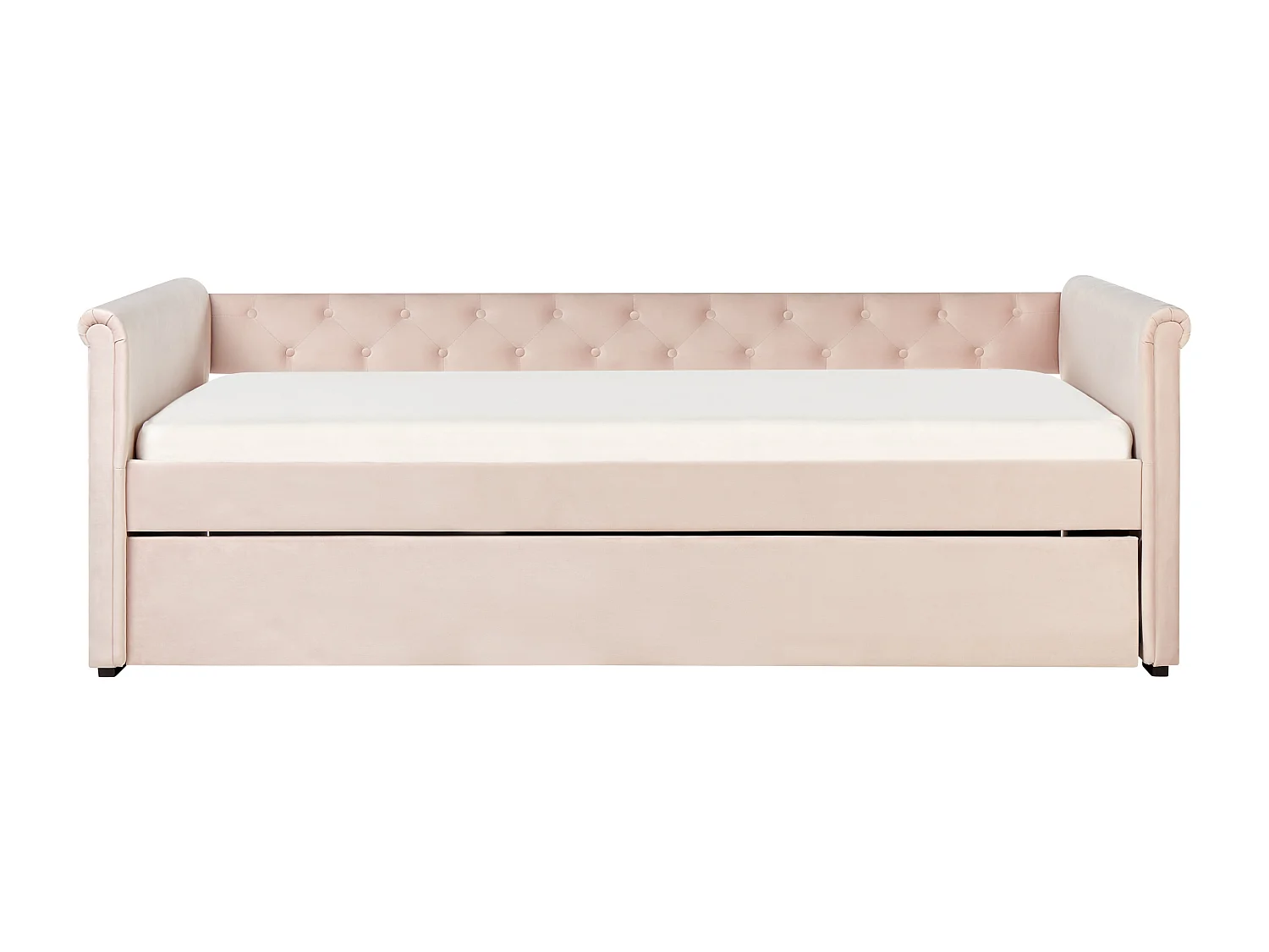 Lit gigogne Velours LIBOURNE 90 x 200 cm Rose pastel