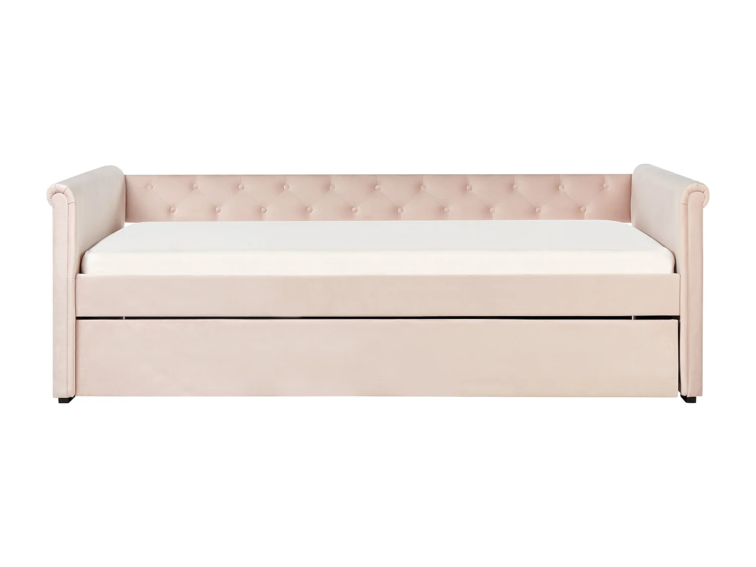 Lit gigogne Velours LIBOURNE 90 x 200 cm Rose pastel