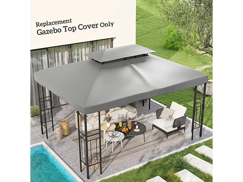 Toile de rechange pour pavillon tonnelle tente 3 x 4 m polyester haute densité 180 g/m² gris clair