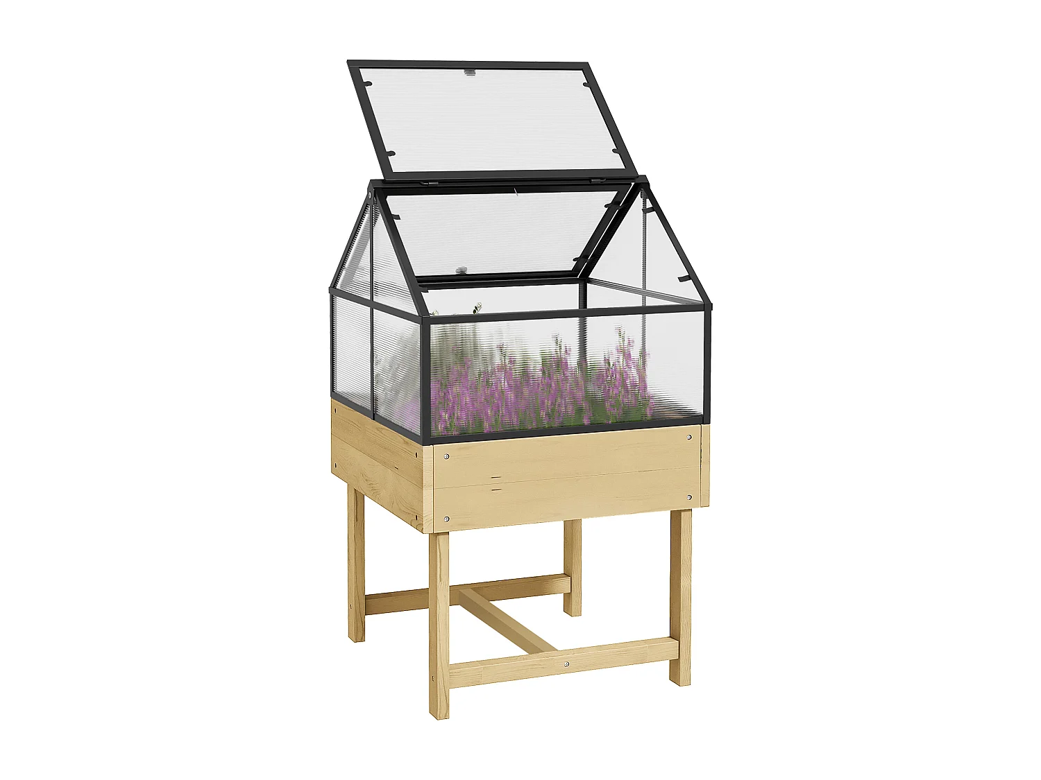 Mini serre sur pied double toit ouvrable acier sapin autoclave polycarbonate