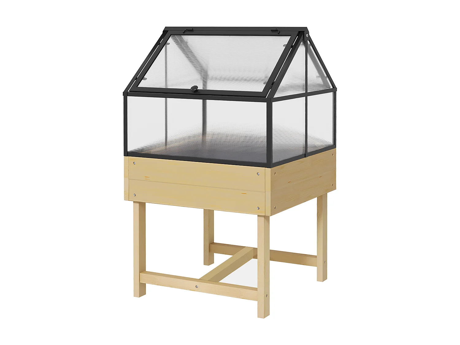 Mini serre sur pied double toit ouvrable acier sapin autoclave polycarbonate