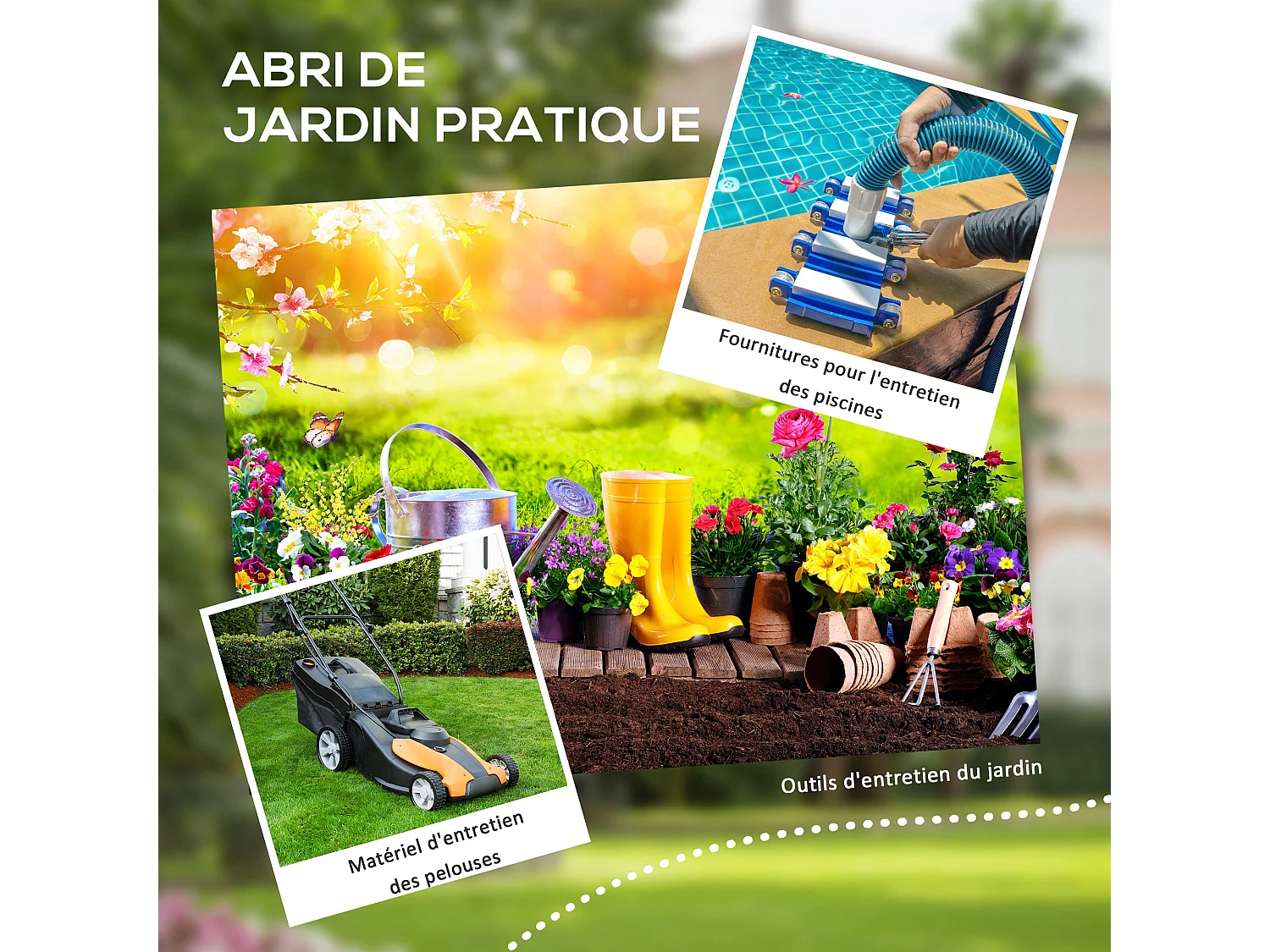 Abri de jardin cabanon 2,12 m² - 2 portes, fenêtre, aération, toit double pente - résine PP gris