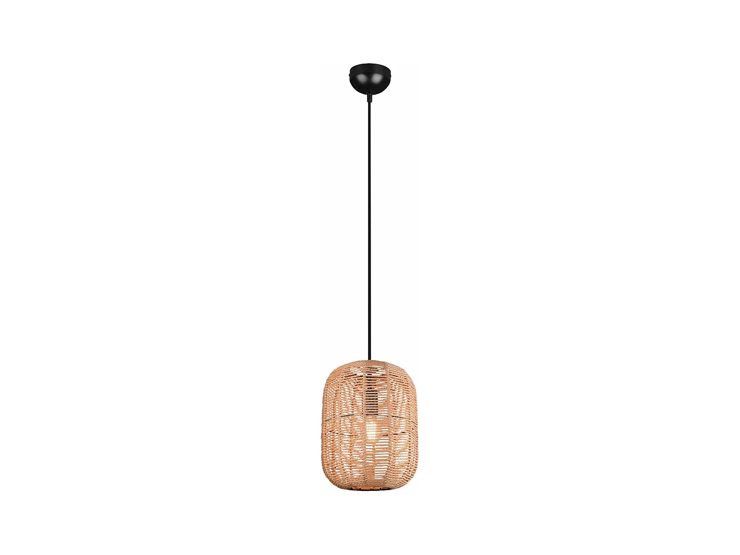 Lampada a sospensione, metallo, nero e corda, D 25 cm, Runa