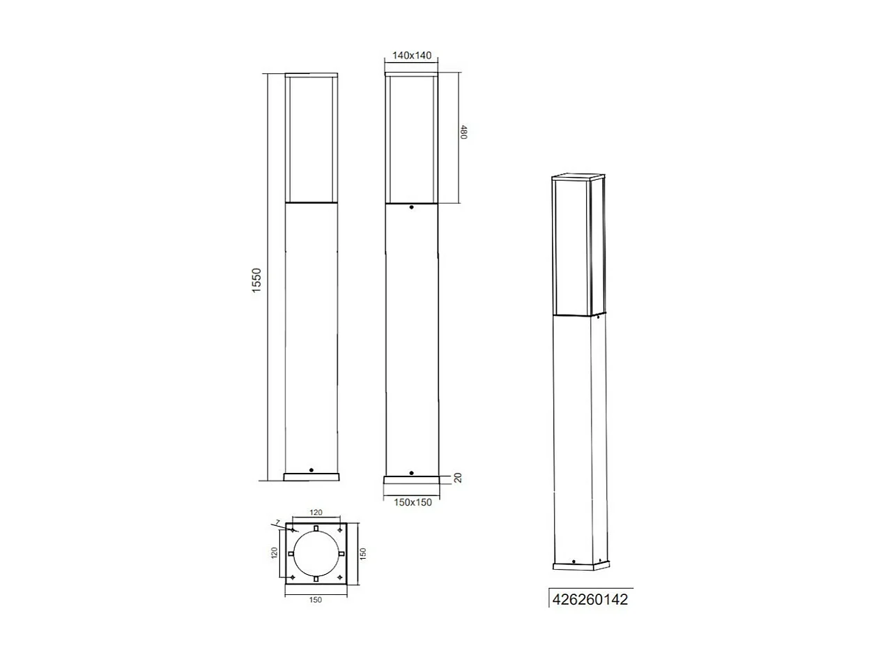 Borne extérieure anthracite 60 cm ou 155 cm - Trio - Fuerte
