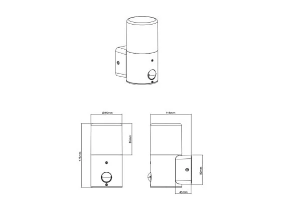 Applique murale extérieure anthracite avec détecteur - Trio - Hoosic