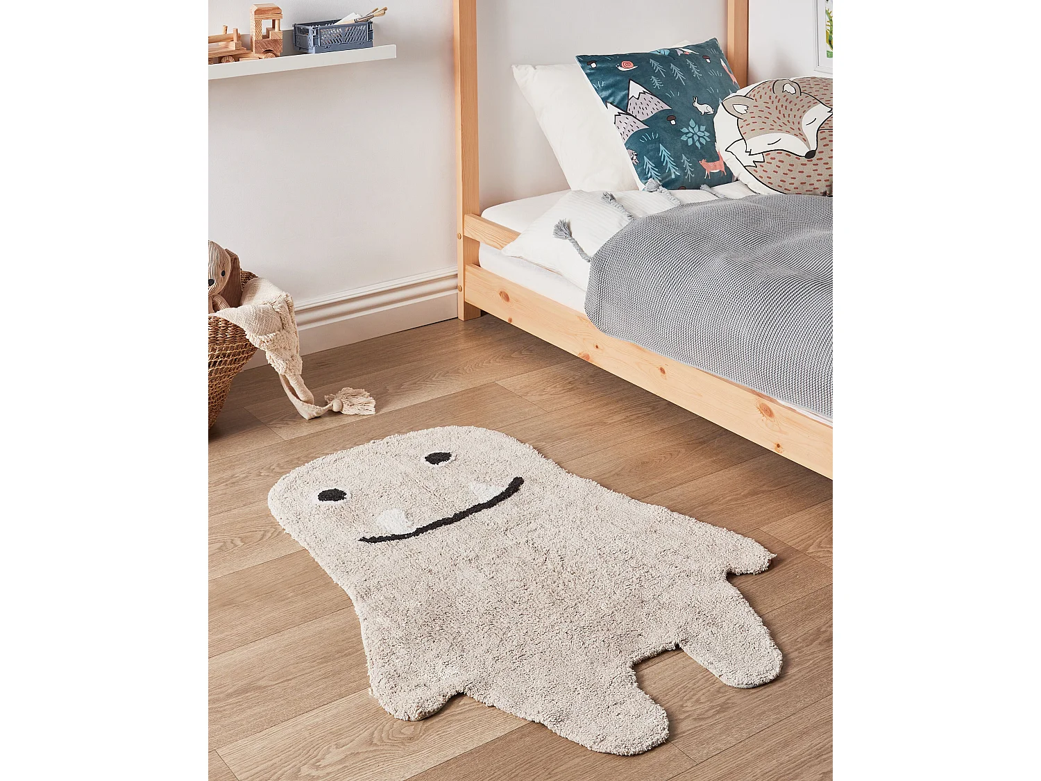 Kinderteppich aus Baumwolle mit Gespenstermotiv 70 x 100 cm Beige ZODI