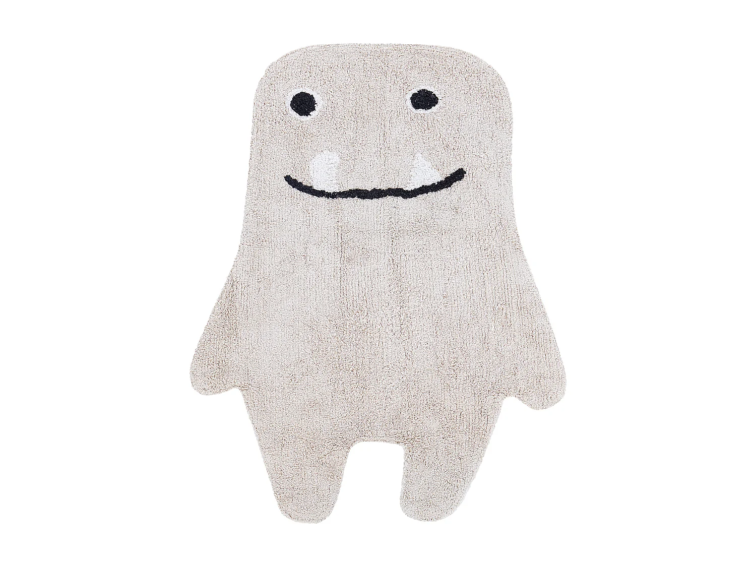 Kinderteppich aus Baumwolle 70 x 100 cm Monster Handgewebt Wohnzimmer Babyzimmer Kinderzimmer Beige Zodi
