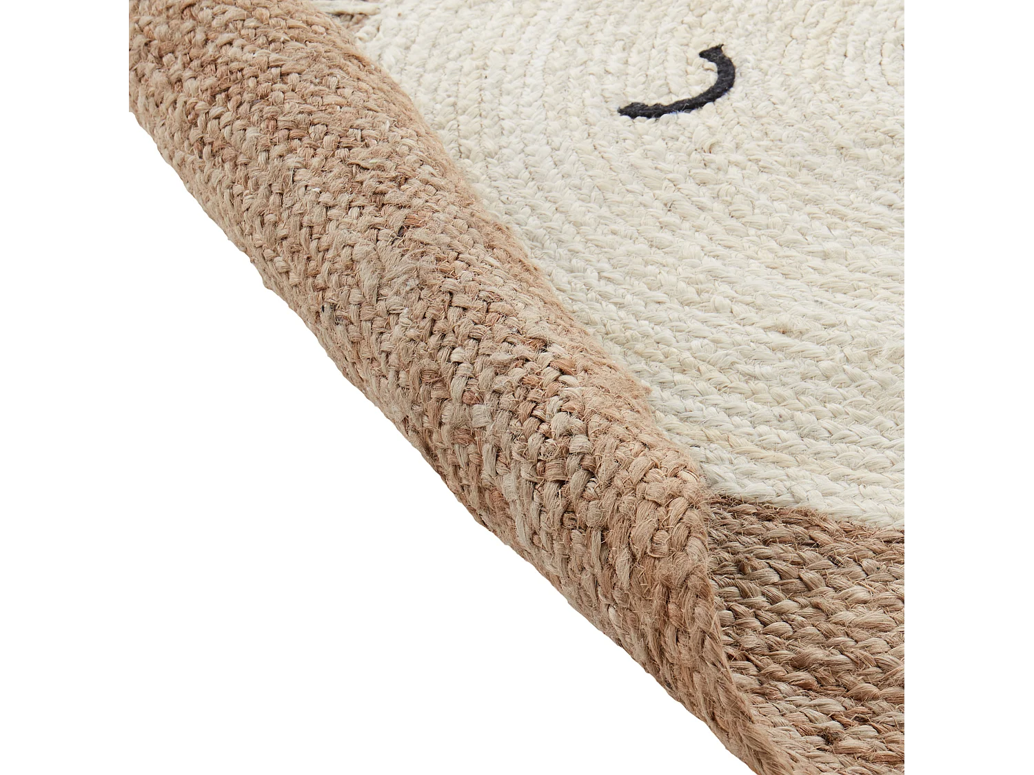 Kinderteppich aus Jute beige Bärenmotiv rund ⌀ 120 cm für Kinderzimmer Kovu