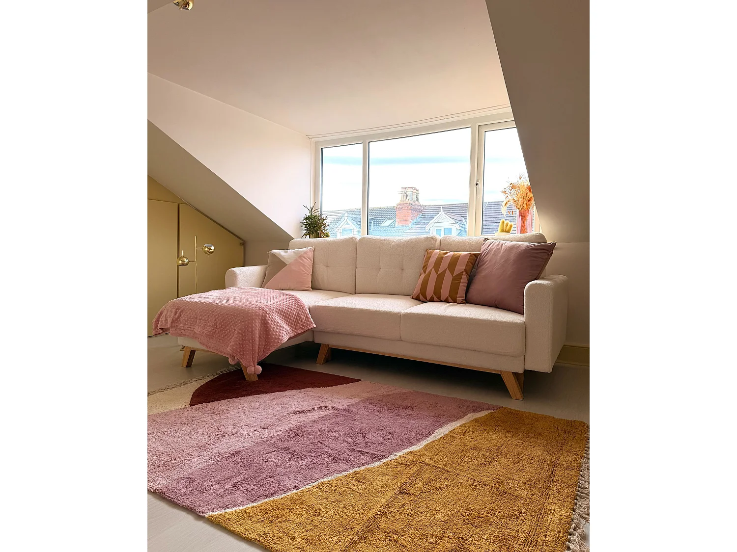 Tapis en coton 140 x 200 cm multicolore et rose XINALI