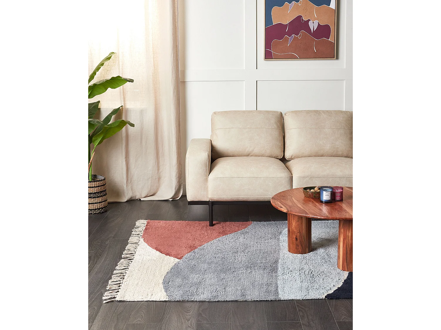 Tapete em algodão multicolor e azul 140 x 200 cm XINALI