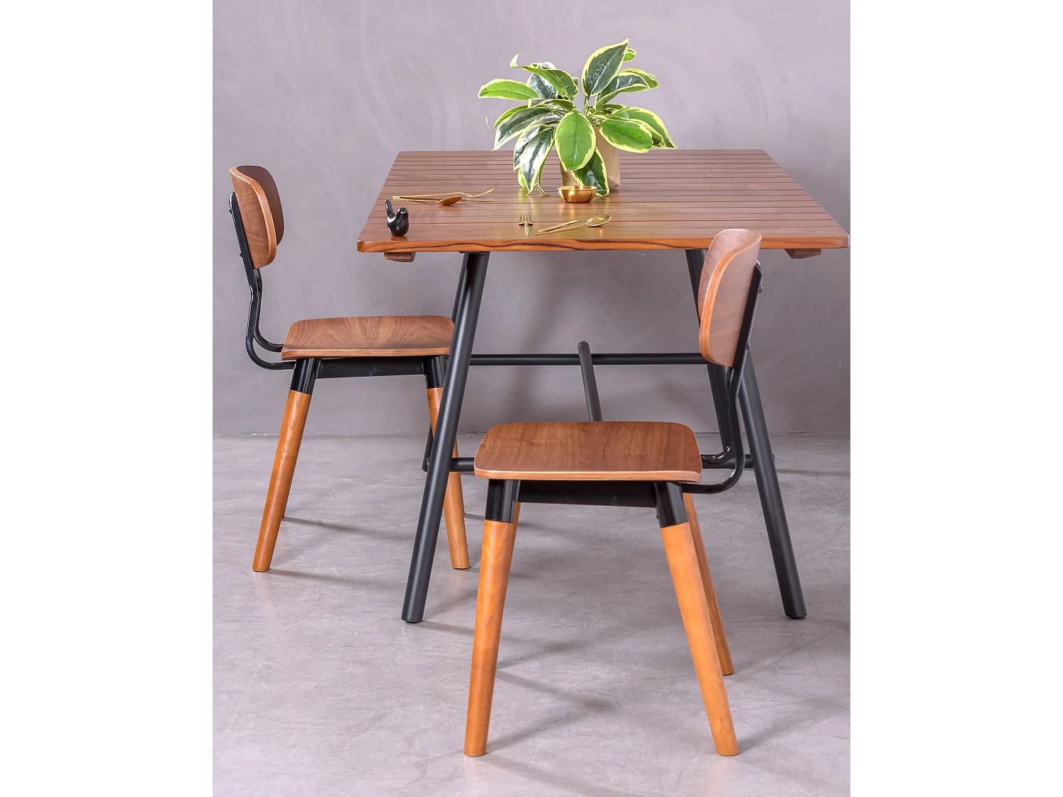 Hoogwaardige industriële tafel van massief teakhout - Fare - Teca