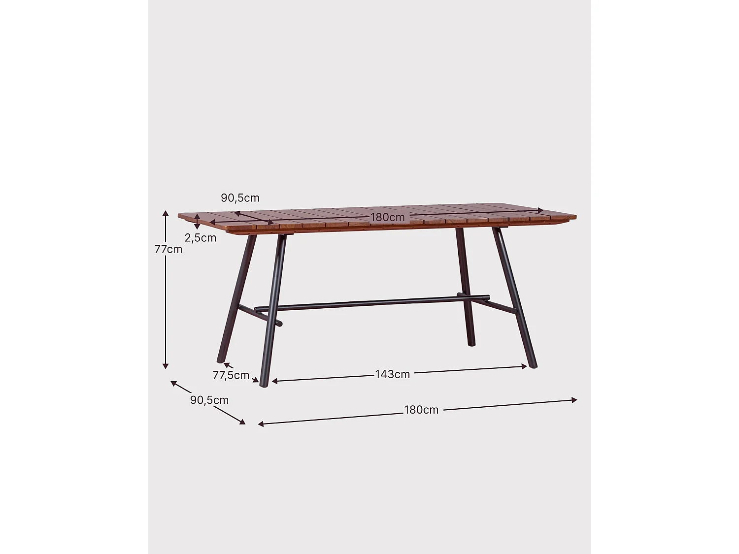 Hoogwaardige industriële tafel van massief teakhout - Fare - Teca