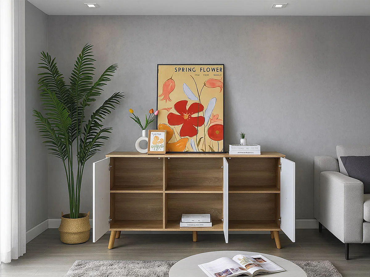 Aparador Malaga (Branco, Carvalho Claro)