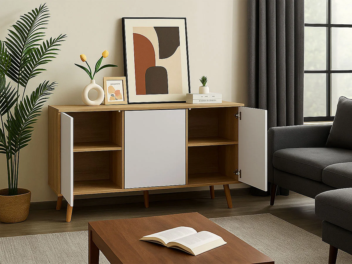 Aparador Malaga (Branco, Carvalho Claro)