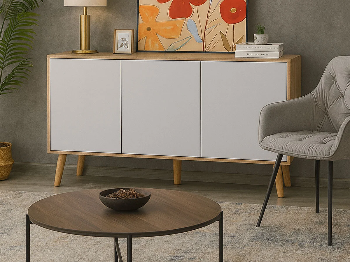 Aparador Malaga (Branco, Carvalho Claro)