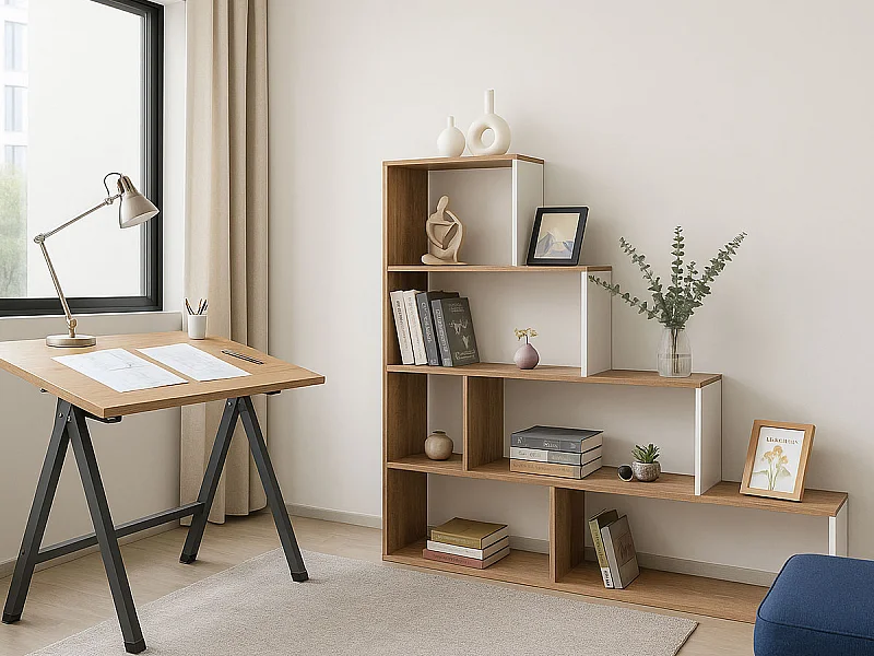 Estante Stairs (Branco, Carvalho Claro)