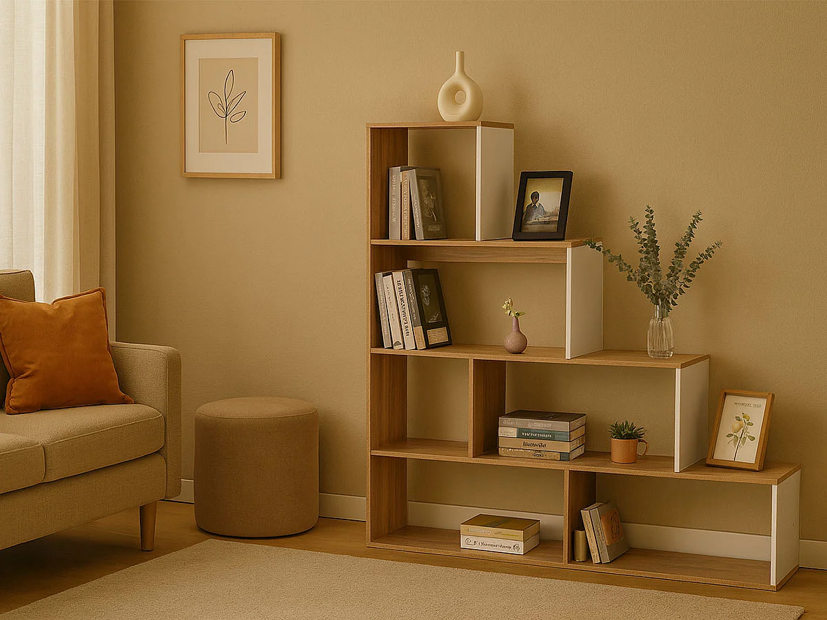 Estante Stairs (Branco, Carvalho Claro)