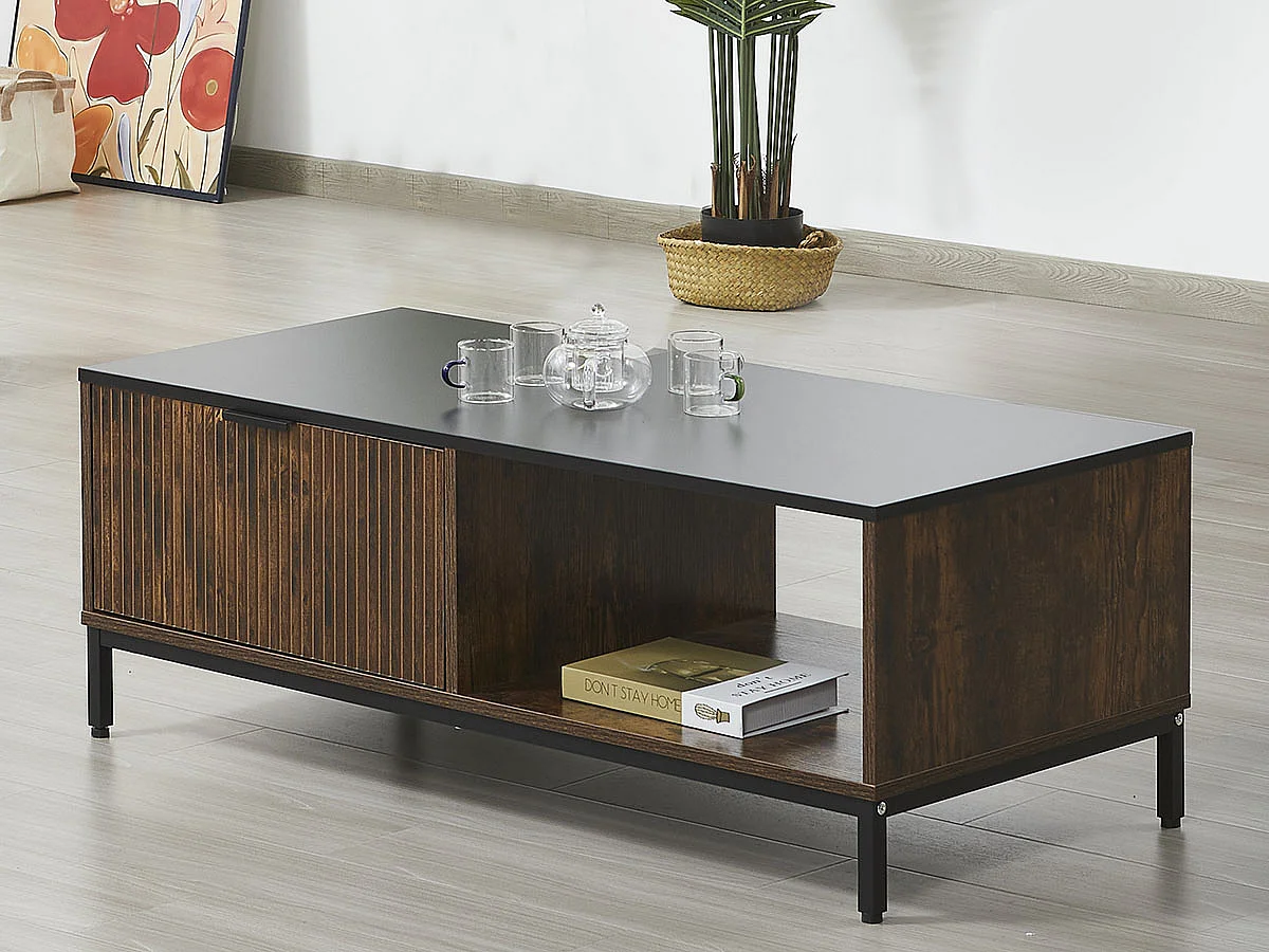 Mesa de Centro Acapulco (Preto, Carvalho Escuro)