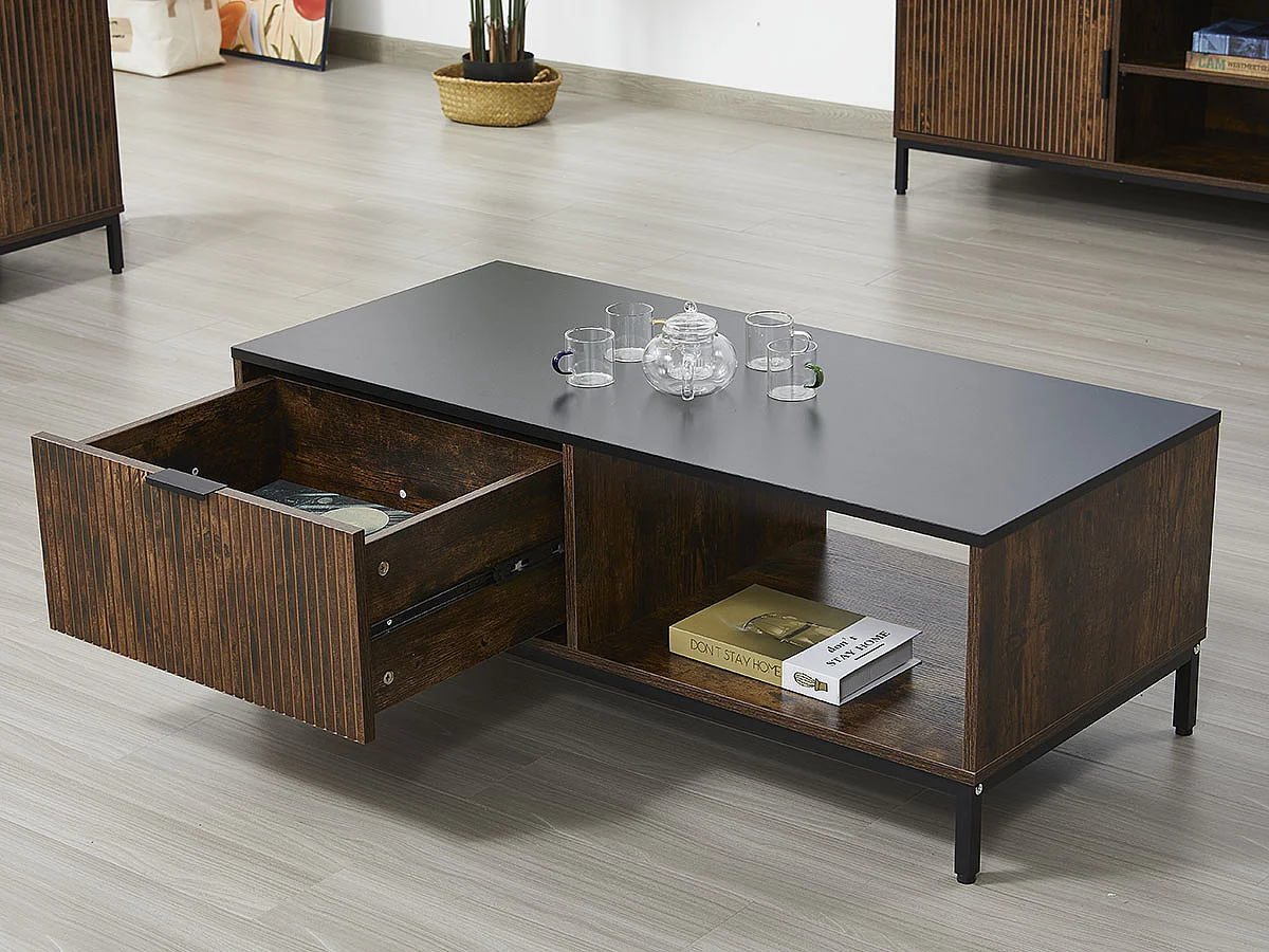 Mesa de Centro Acapulco (Preto, Carvalho Escuro)