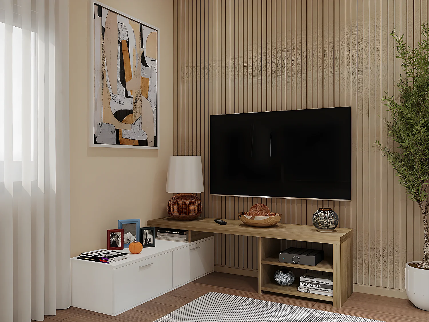 Móvel TV Neptuno (Carvalho, Branco)