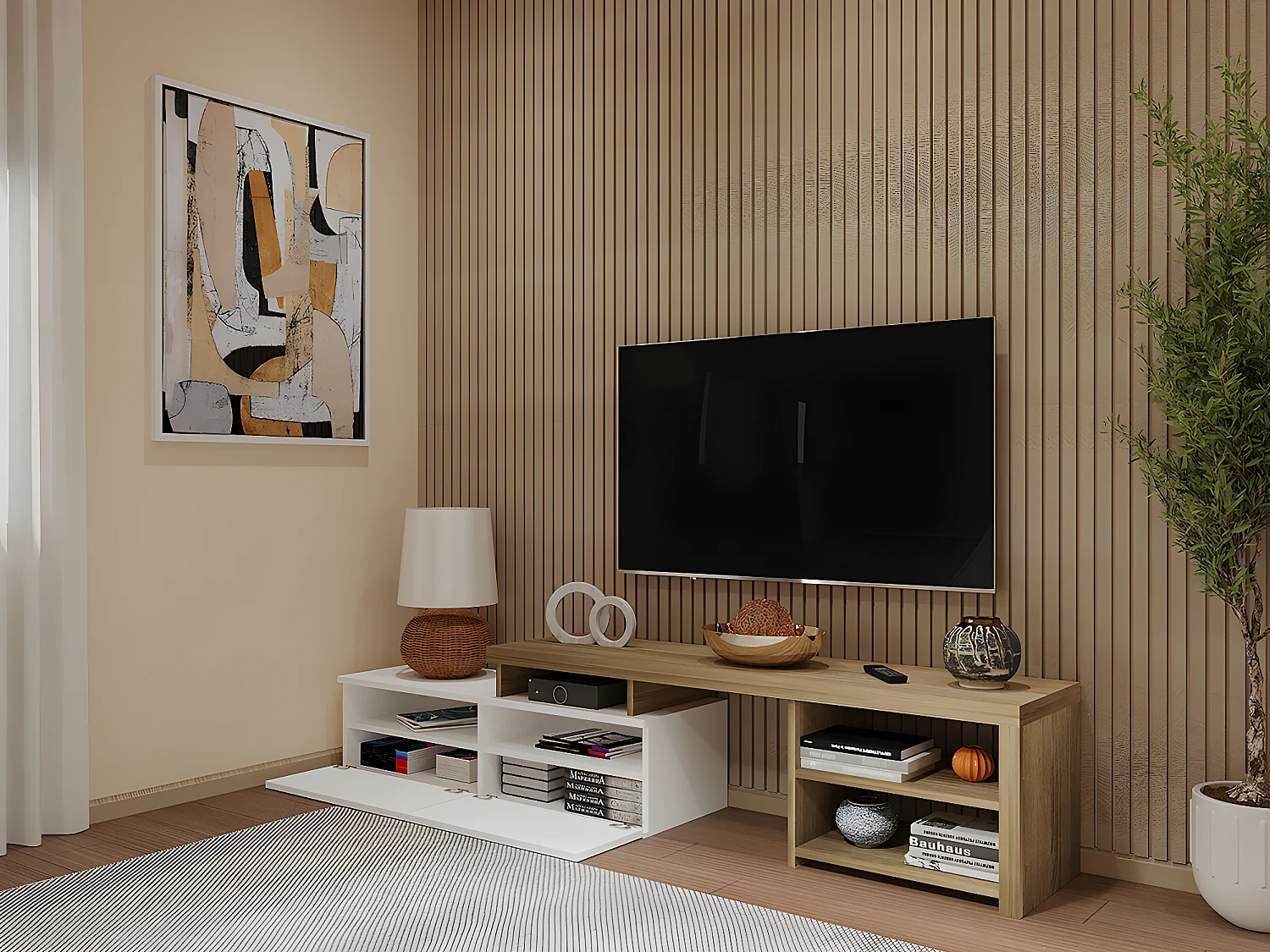 Móvel TV Neptuno (Carvalho, Branco)