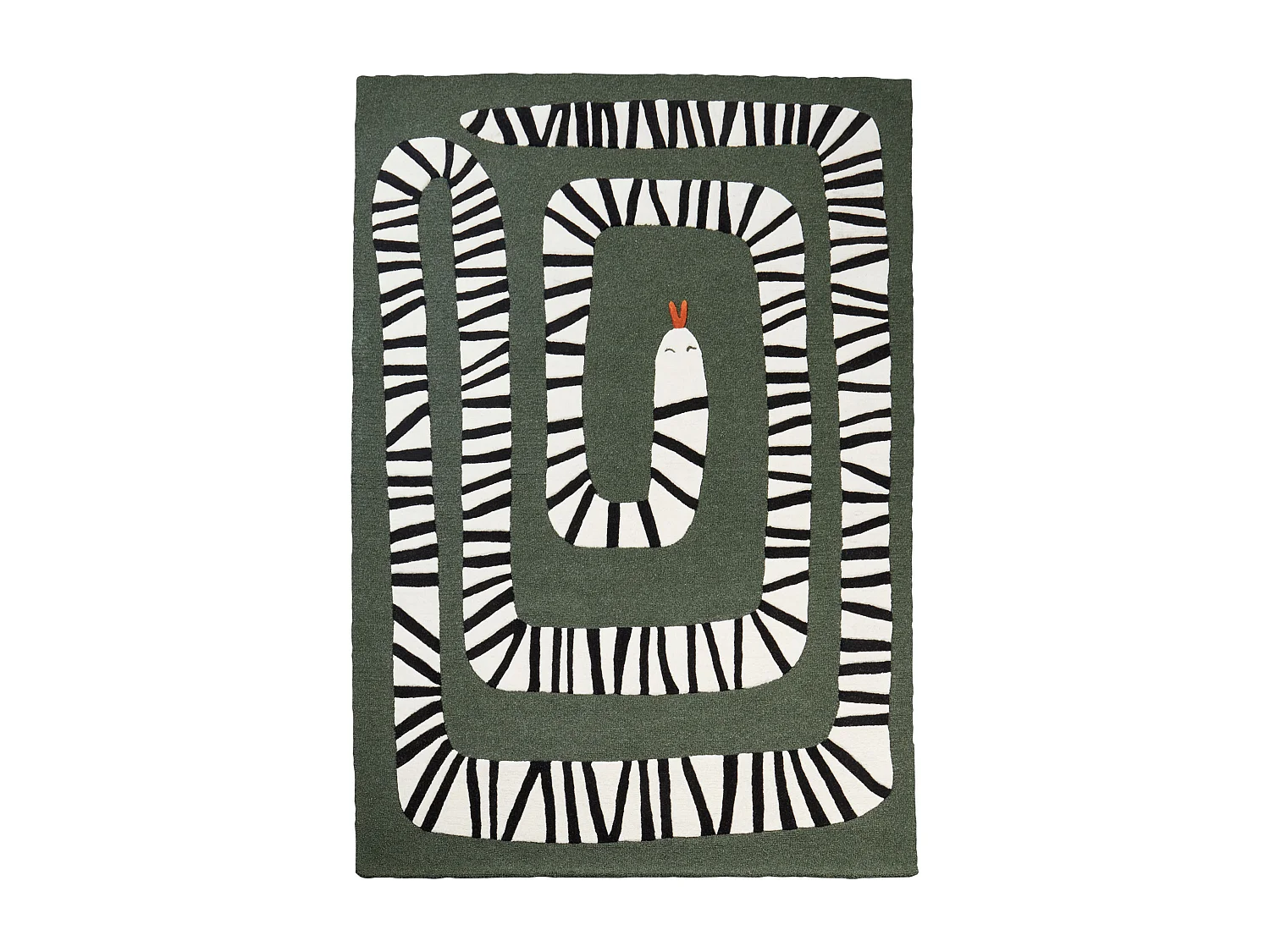 Tapete com motivo de cobra em lã verde 160 x 230 cm OKAPI