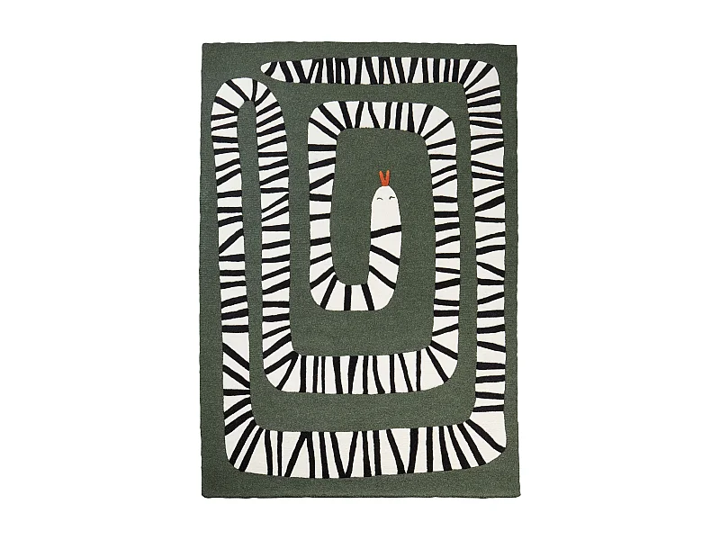 Teppich aus Wolle grün rechteckig 160 x 230 cm Schlangenmotiv Okapi