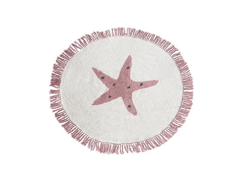Teppich Baumwolle creme weiß / rosa rund ⌀ 120 cm Sternemuster für Kinder Stars